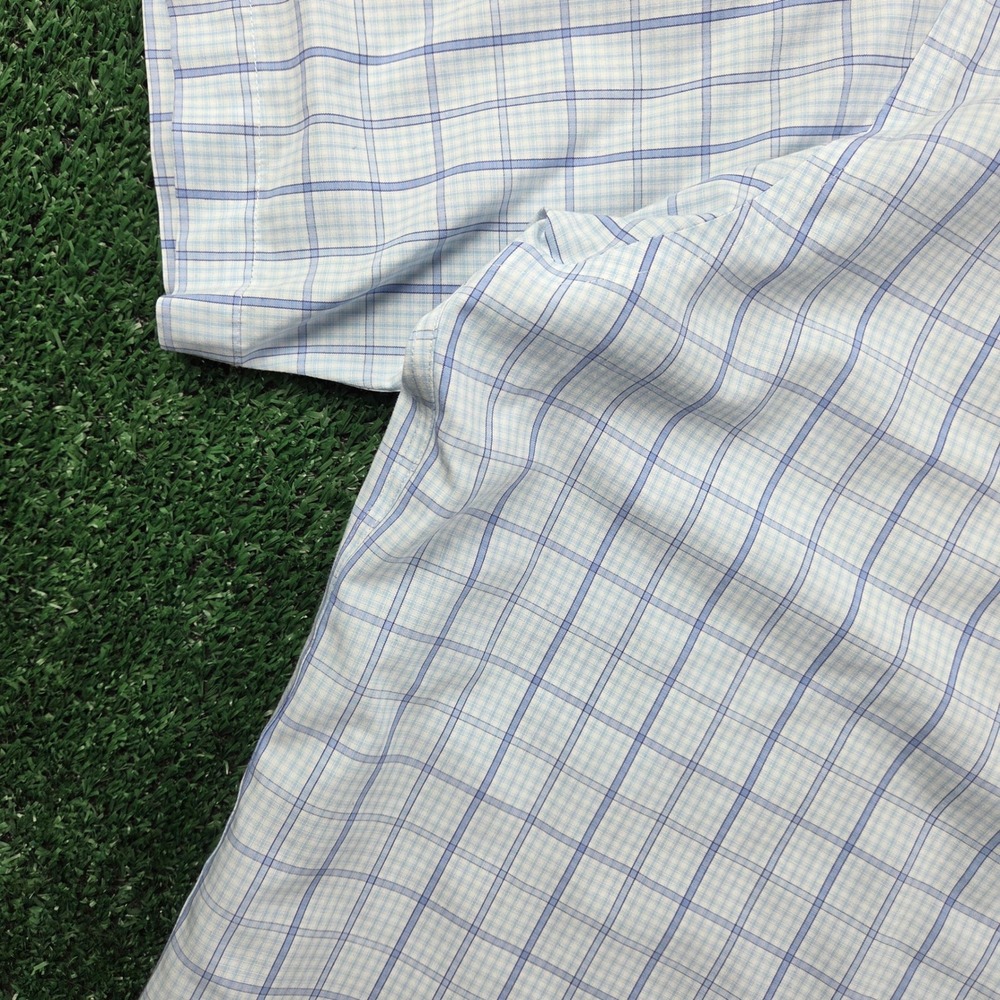 Brooks Brothers Mens XL Blue Plaid Supima Cotton Non-Iron Short Sleeve Shirt - Picture 4 of 7